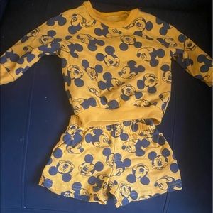 Yellow navy blue 9-12 months Disney shirt set